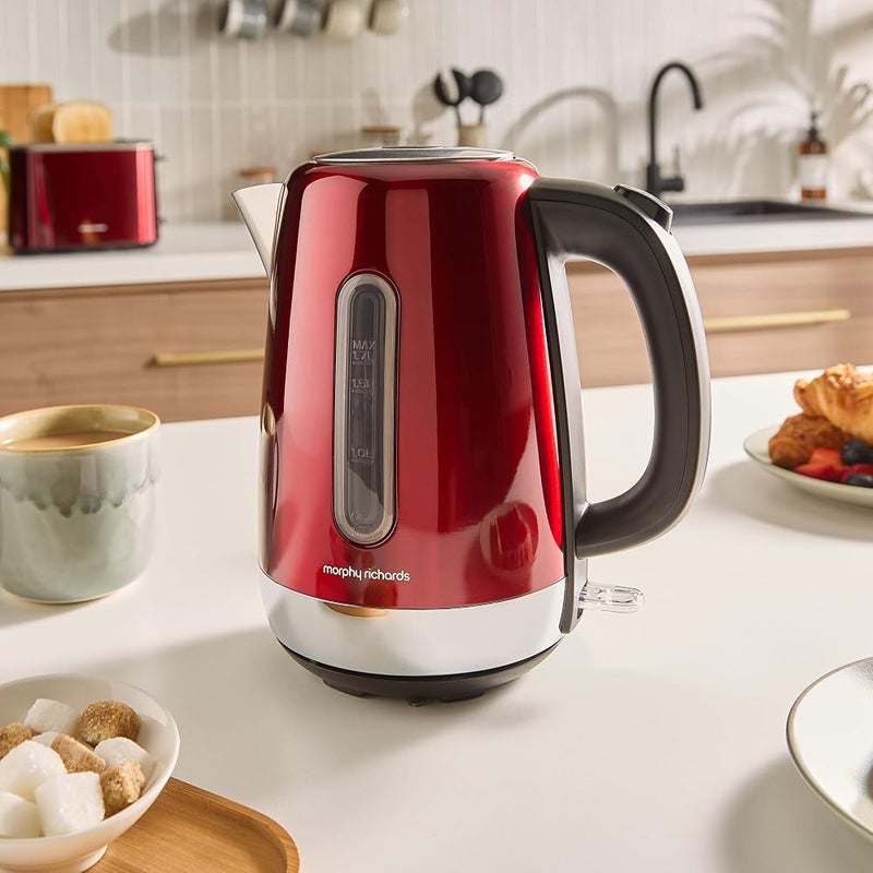 Morphy Richards Equip Red Jug Teapot, 1.7 Litre, Fast Boil, Lime Filter, 102785 - Image 2