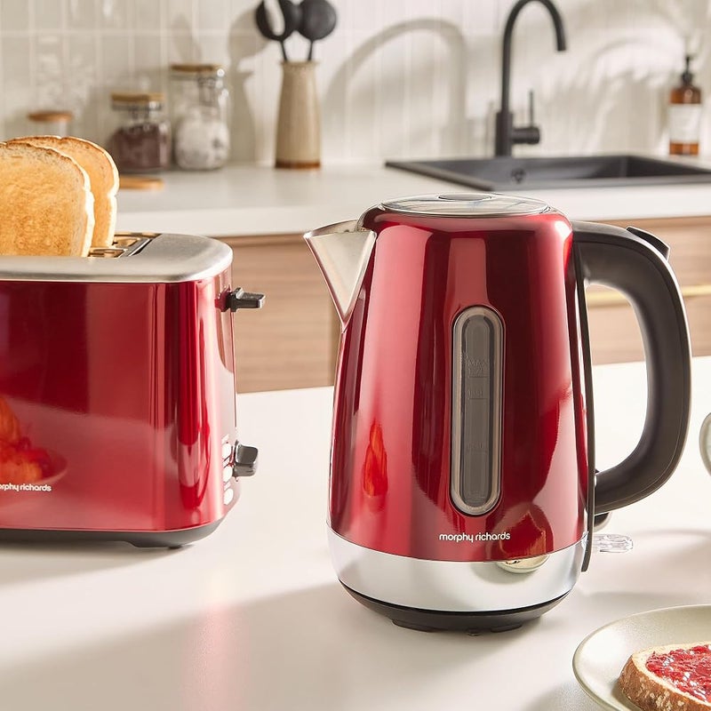 Morphy Richards Equip Red Jug Teapot, 1.7 Litre, Fast Boil, Lime Filter, 102785 - Image 3