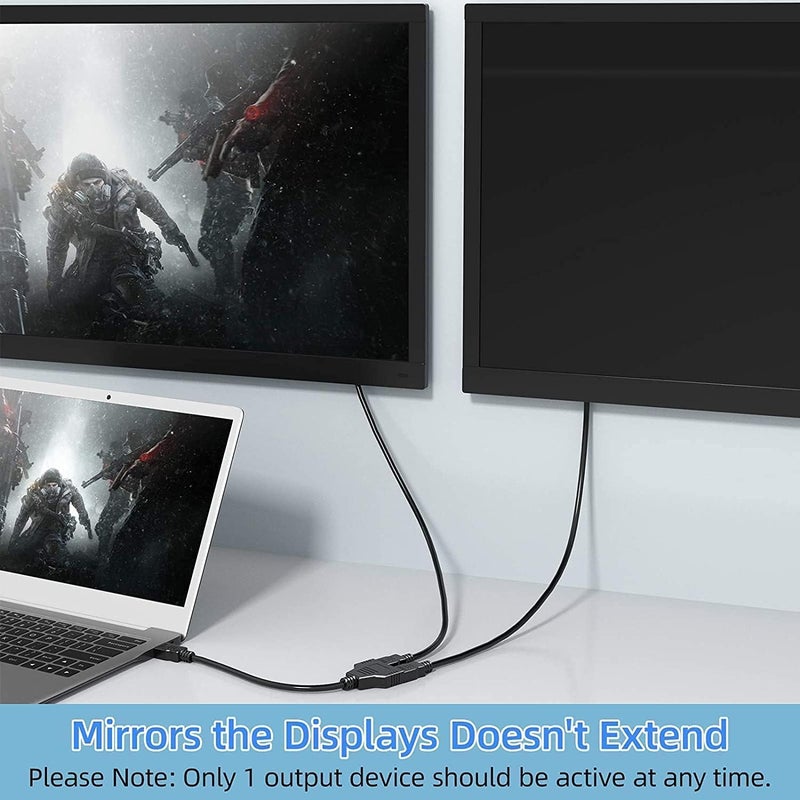1 In 2 Out HDMI Splitter - 1080P Male to Dual Female Adapter for HDTV, LCD, Monitor & Projectors - Image 3