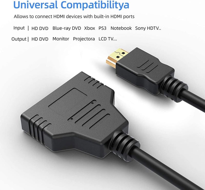 1 In 2 Out HDMI Splitter - 1080P Male to Dual Female Adapter for HDTV, LCD, Monitor & Projectors - Image 4