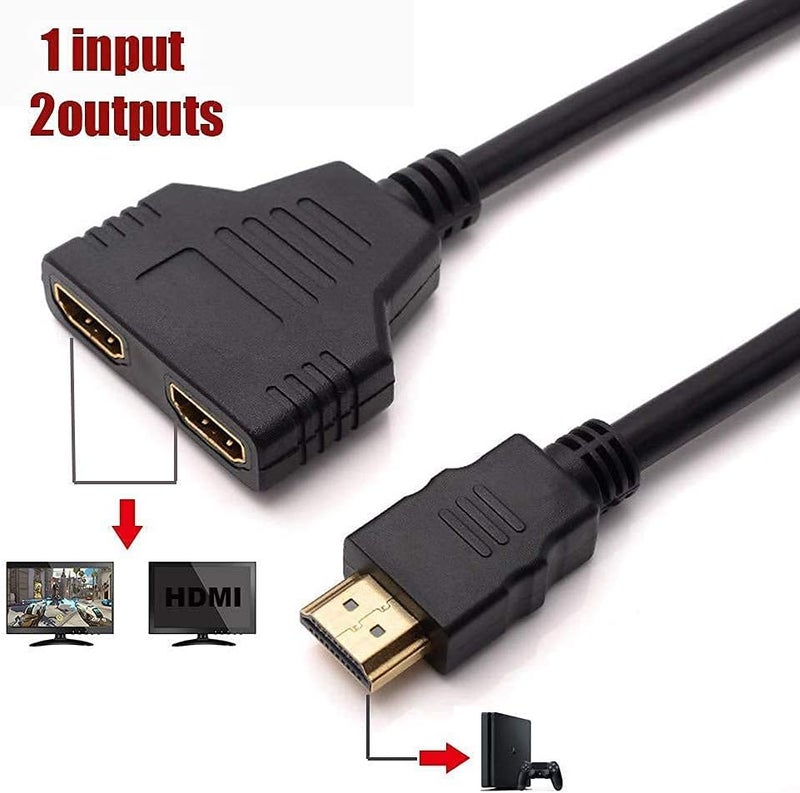 1 In 2 Out HDMI Splitter - 1080P Male to Dual Female Adapter for HDTV, LCD, Monitor & Projectors - Image 2