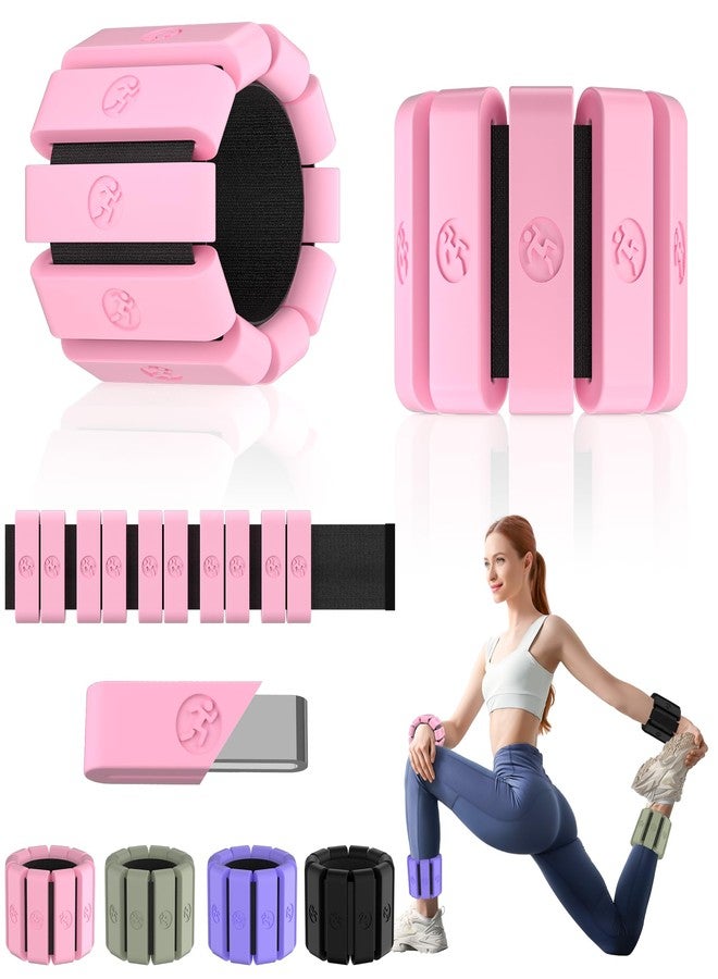 Sonkoloro Adjustable Wrist and Ankle Weights for Women Men, Leg Weights for Women 1 lb-1.3 lbs Each for Walking, Yoga, Dance, Barre, Gym Blush 2.6lb - Image 1