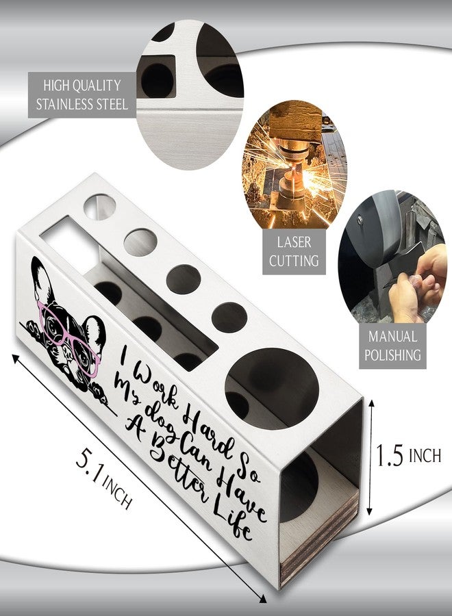 akeke French Bulldog Pencil Holder, Funny French Bulldog Dog Owner Lover Coworker Friends Office Desk Decor Organizer Accessories Gifts Stainless Steel Pen Holders Apen7 - Image 2