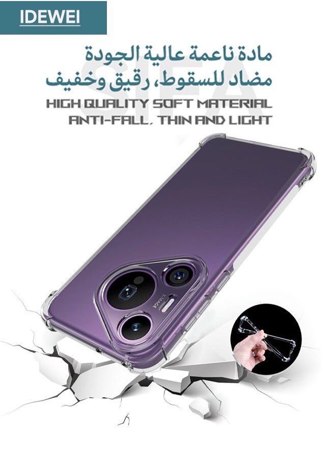 IDEWEI - جراب Huawei Pura 70 Pro، مصمم خصيصًا لجراب Huawei Pura 70 Pro، غطاء واقٍ مزود بوسائد هوائية مضادة للسقوط بأربع زوايا، غطاء خلفي رفيع مرن من المطاط الناعم المصنوع من السيليكون لهاتف HUAWEI Pura 70 Pro (شفاف) - Image 1