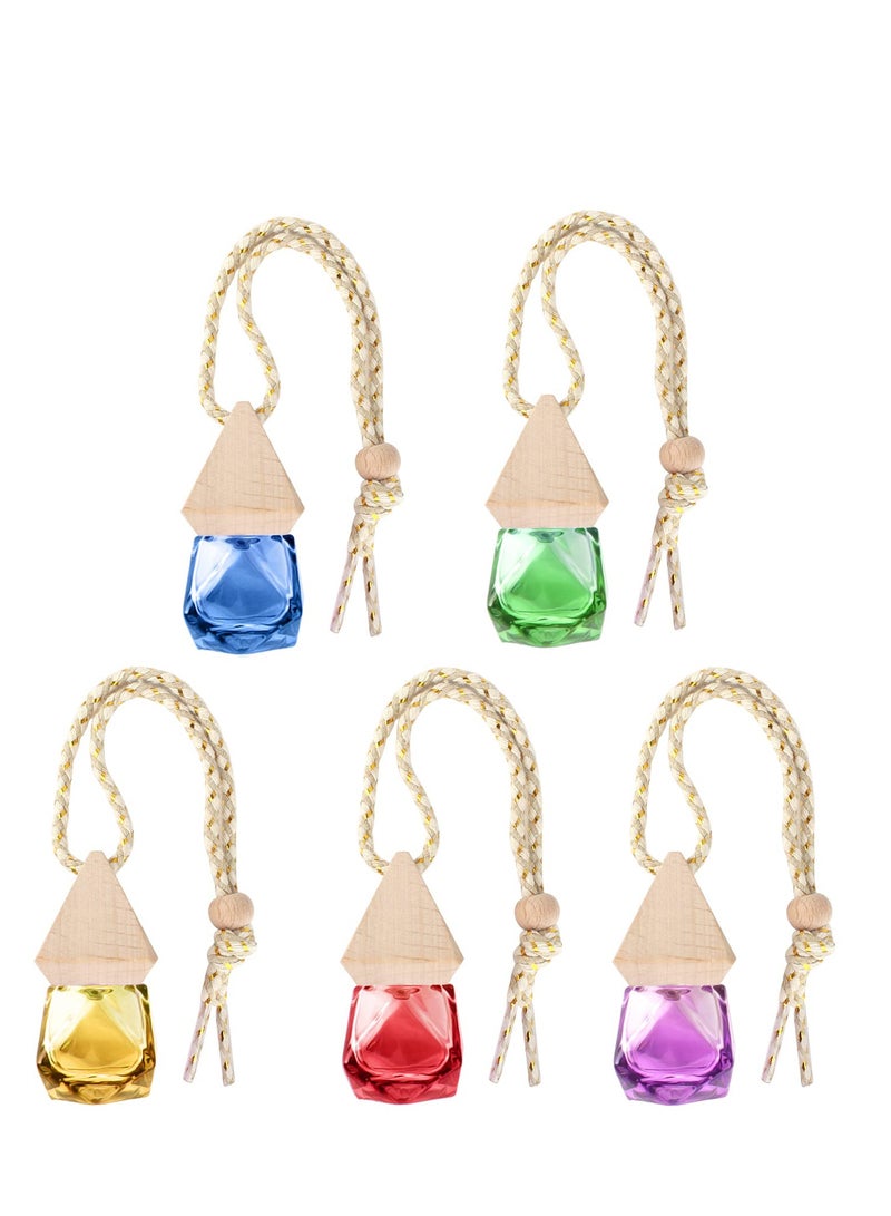 Excefore Car Perfume Bottle Diffuser,5 Pieces 8ml Car Perfume Glass Bottle Refillable Car Perfume Bottle Empty Air Freshener Car Hanging Perfume Bottle for Car Home Office - Image 1