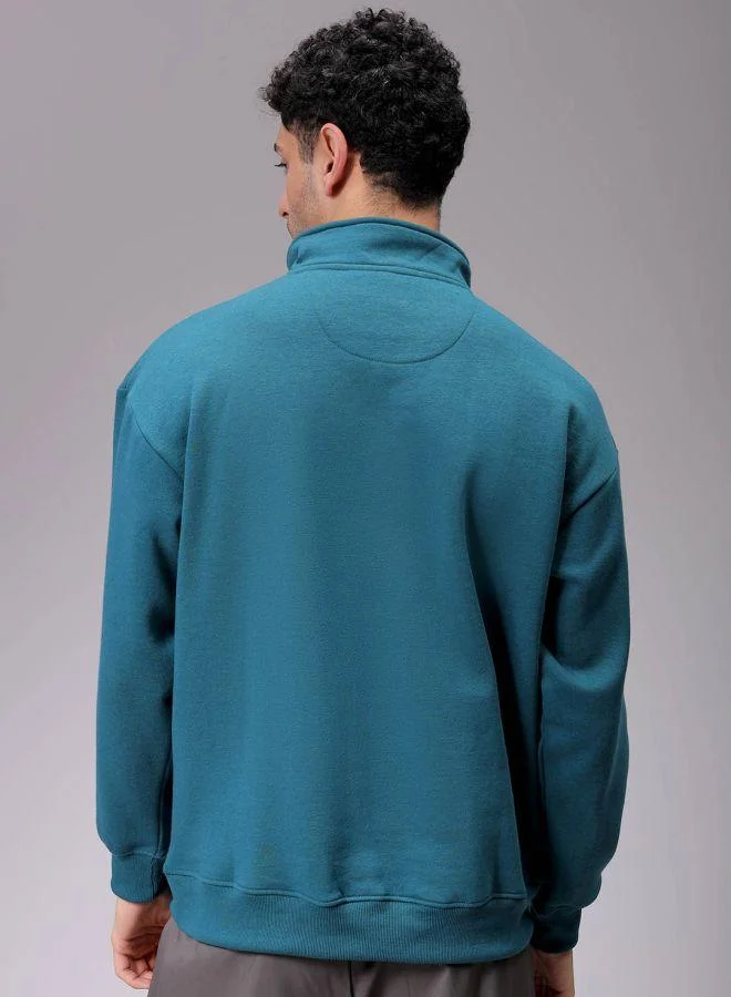 The Indian Garage Co Men Relaxed Fit Solid High neck Overhead High Neck Sweatshirt