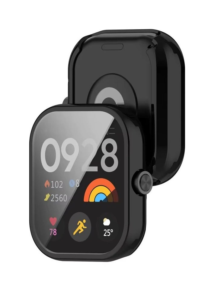 حافظة طلاء لساعة شاومي ريدمي 4 الذكية حزام ممتص للصدمات بالكامل من مادة TPU غطاء حماية ملحقات واقي شاشة (أسود) - Image 2