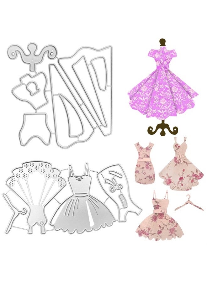 3 Pcs Princess Dress Metal Die Cuts for Women Girl, SENHAI Lady Dress Shirt Bowtie Bow Cutting Dies Cut Stencils for Card Making Embossing DIY Scrapbooking Decorative