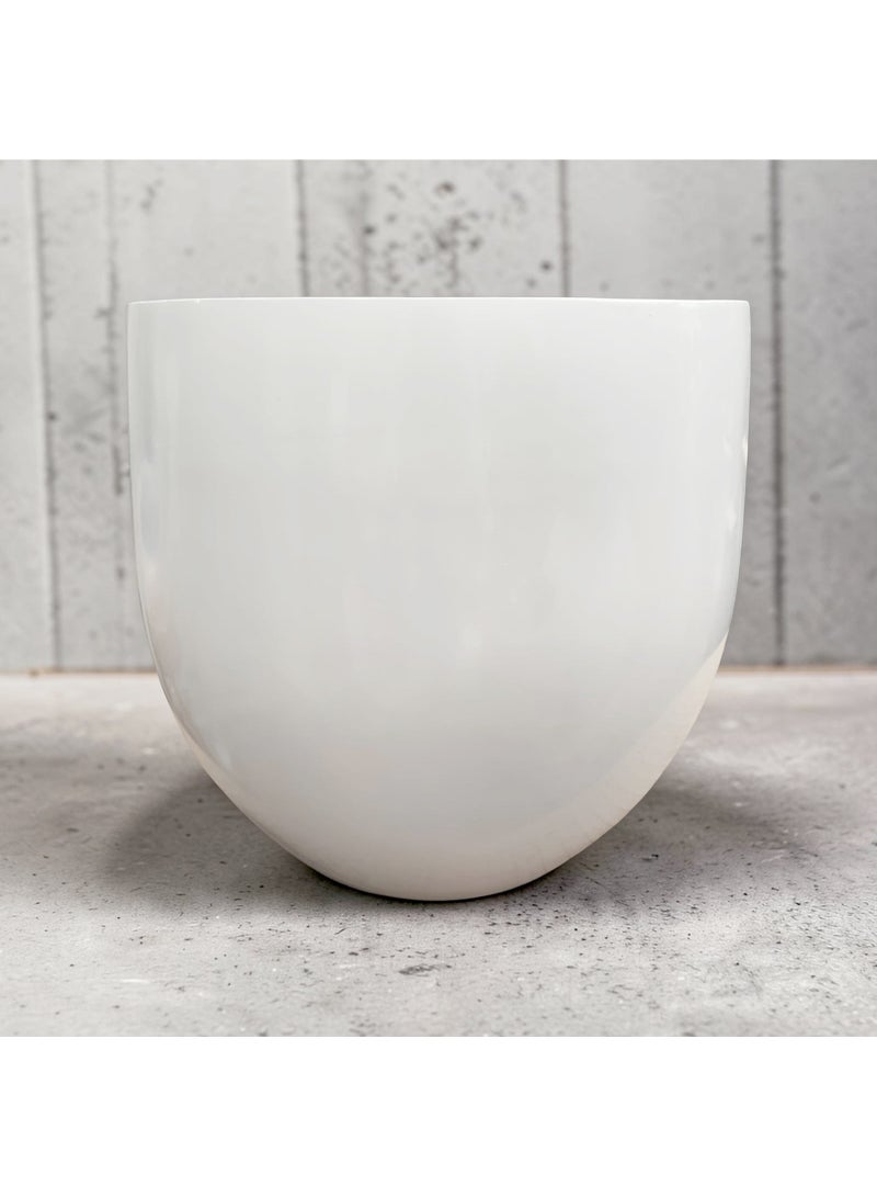 color zone pottery Indoor and outdoor planters with a sturdy and durable construction, ideal for larger plants. Prevents discoloration and cracking caused by sun exposure. Waterproof, sun-resistant, and weather-resistant. Glossy white fiber - 40cm - Image 1