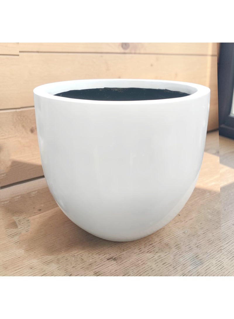 color zone pottery Indoor and outdoor planters with a sturdy and durable construction, ideal for larger plants. Prevents discoloration and cracking caused by sun exposure. Waterproof, sun-resistant, and weather-resistant. Glossy white fiber - 40cm - Image 3