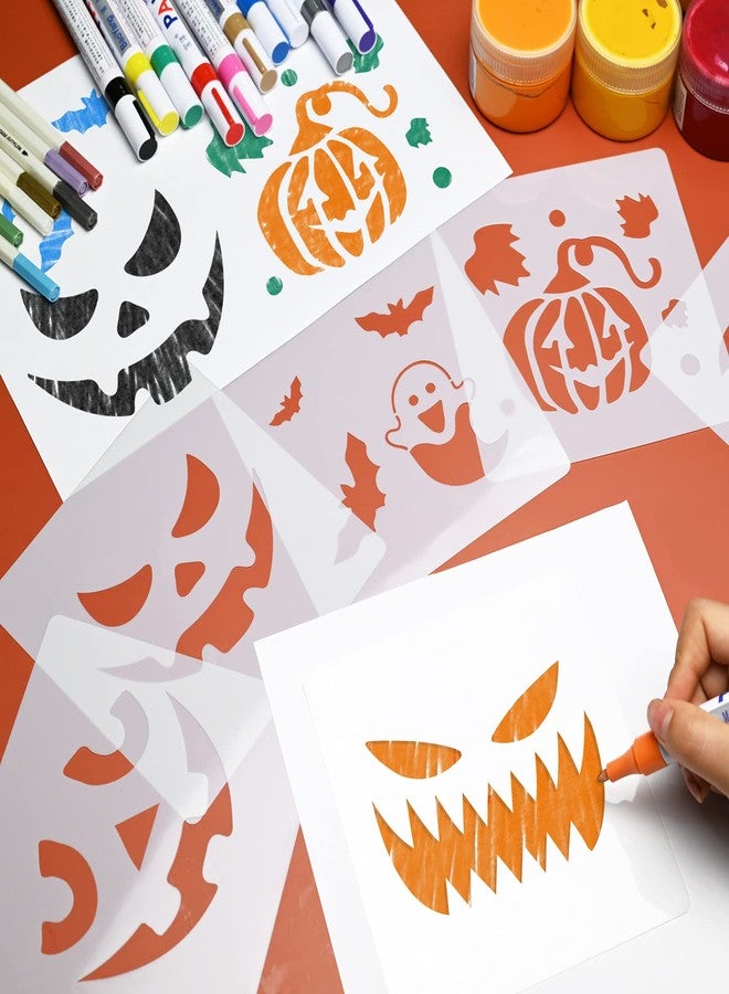 Sakolla 36 Pieces Halloween Drawing Stencils, 6 Inch Plastic Reusable Pumpkin Faces Painting Stencil for DIY Pumpkin Carving, Wood, Walls Art and Halloween Decoration - Image 2