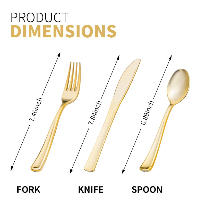 ISFANGCO 50 Pack Pre Rolled Gold Plastic Silverware Set with Napkins Disposable Wrapped Heavy Duty Cutlery Set for Wedding Birthday Party-50 Forks Knives Spoons Napkins Utensils Set Plasticware Bulk - Image 2