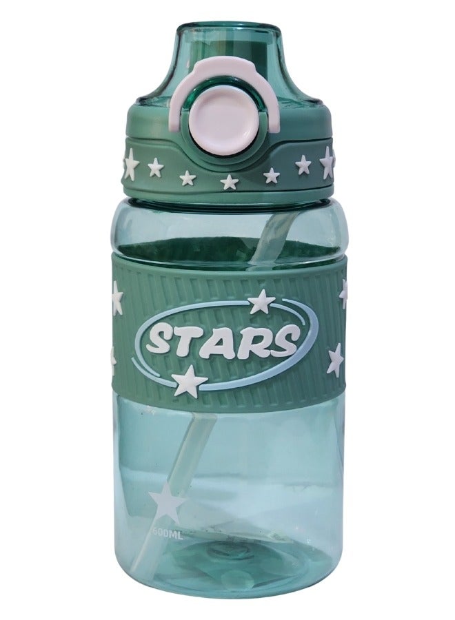 Stars 600ml Healthy Kids Water Bottle Acrylic Children's Cup Portable Kids Water Bottle, Fashion Design Large Capacity BPA Free Water Bottle for School, Shopping, Sports, Travel  - Image 1