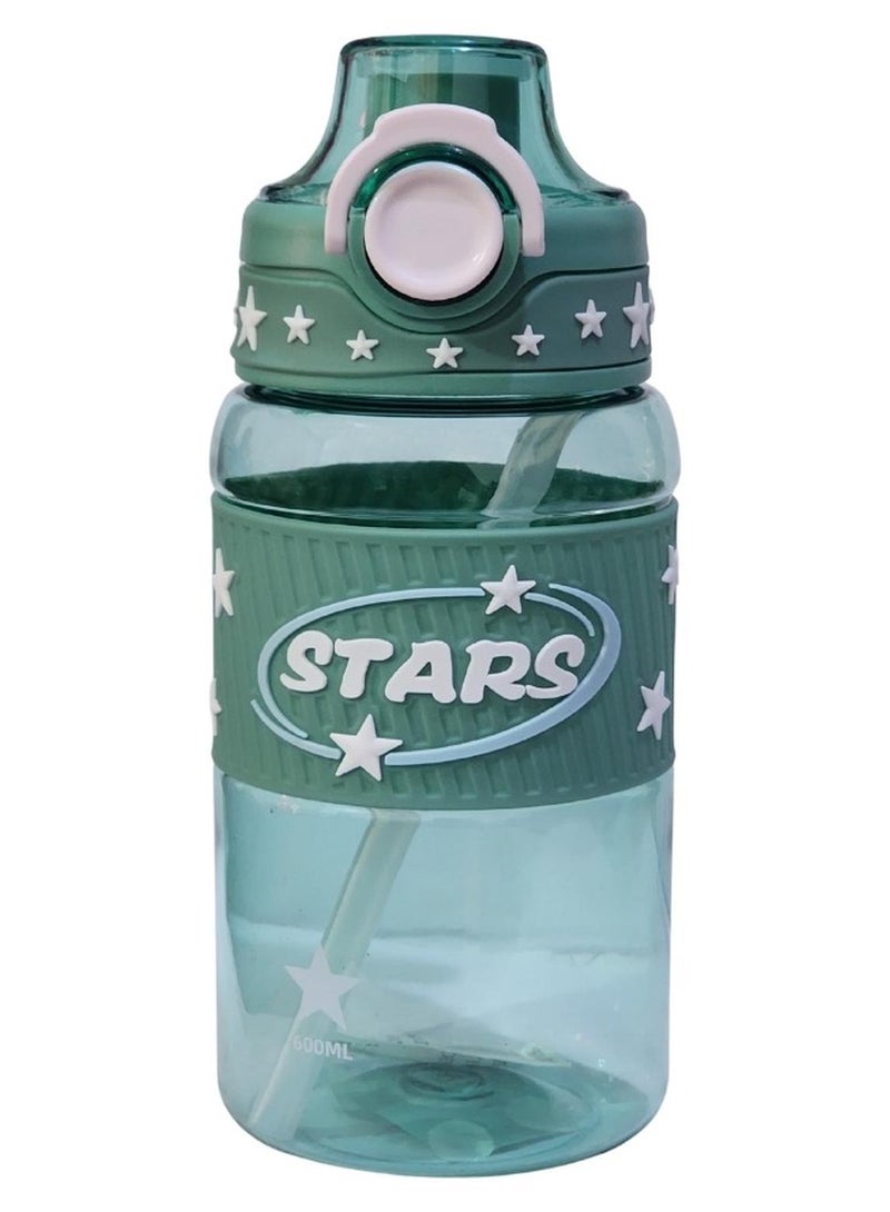 ستارز زجاجة مياه 600مل صحيه للاطفال اكريليك كوب للاطفال زمزمية اطفال محمولة، كوب ماء بتصميم عصري وسعة كبيرة خال من مادة بيسفينول ا، زجاجة ماء للمدرسة والتسوق والرياضات والسفر - Image 1