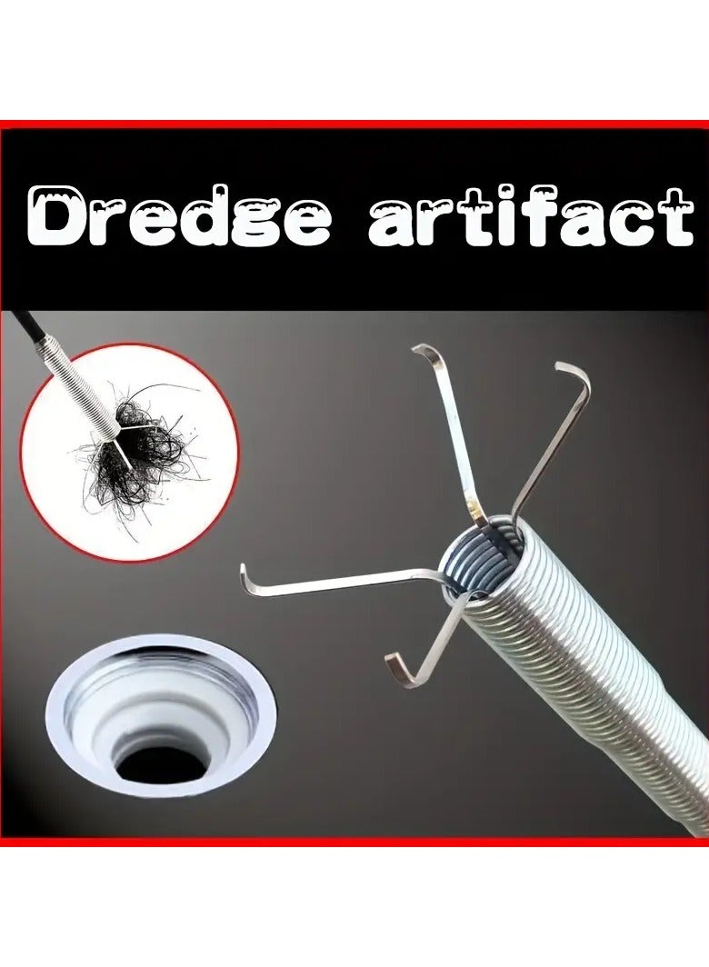 Goolsky عصا تنظيف المصارف من الفولاذ المقاوم للصدأ - أداة فعالة لإزالة انسدادات الشعر في المجاري، المرحاض، حوض المطبخ، حوض الاستحمام - بطول 23 بوصة/35 بوصة/63 بوصة، متينة وسهلة الاستخدام - Image 2