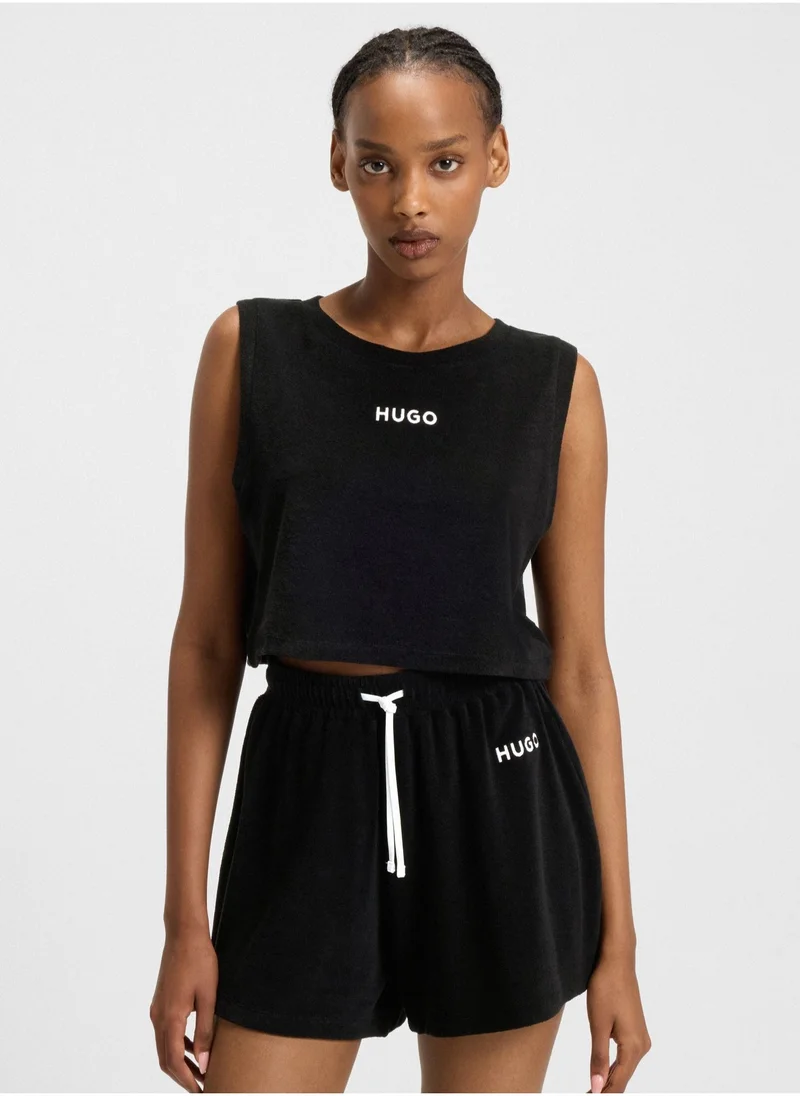 HUGO Cotton-blend shorts with logo detail