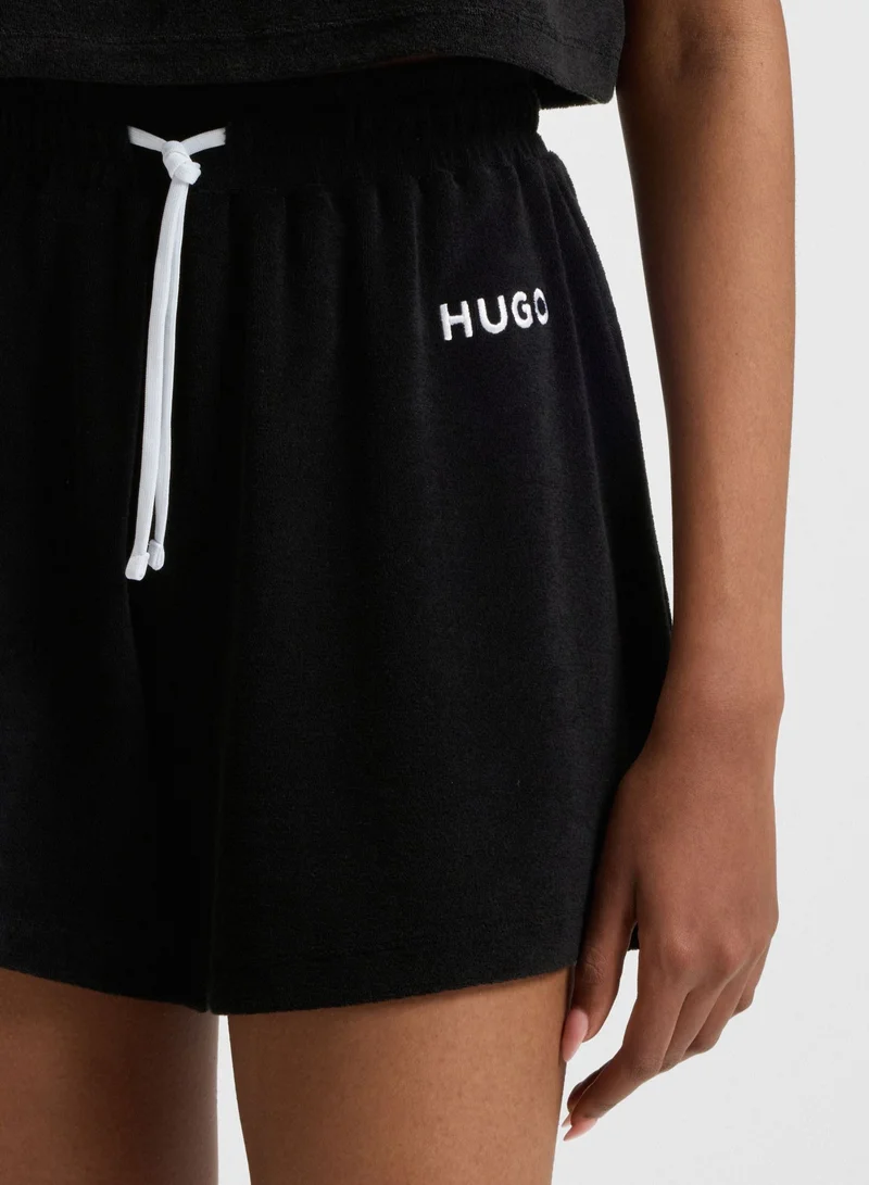 HUGO Cotton-blend shorts with logo detail