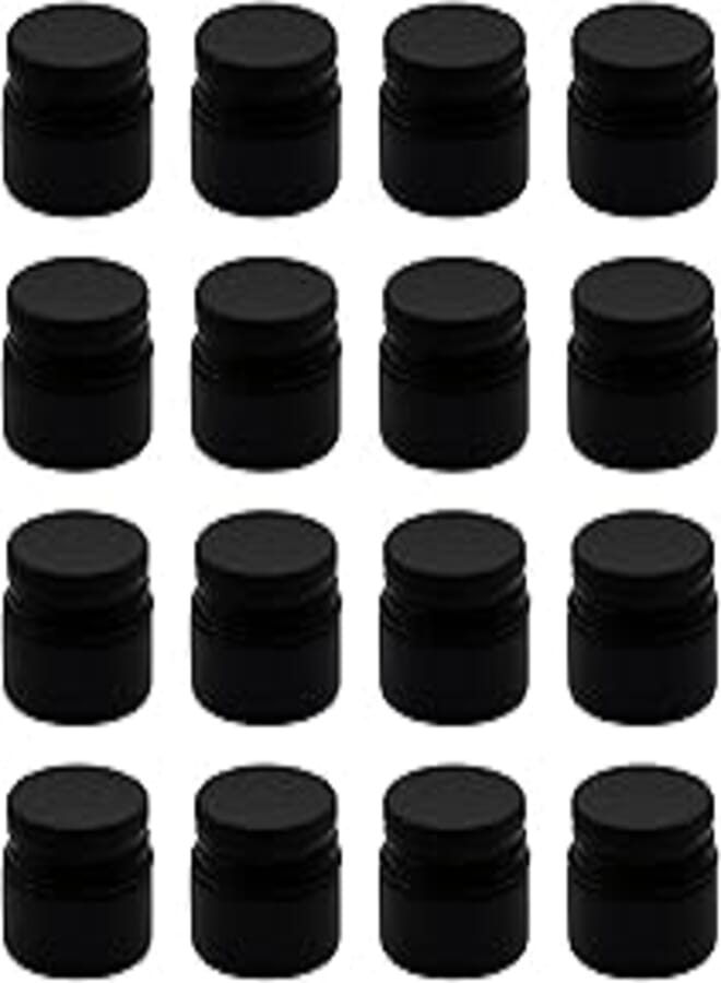 FUNNY 20ML Black Glitter Plastic Jar - Glitter Black Metal Lid - High Quality Healthy Refill Empty Plastic Empty Storage Jar Round Empty Tins Storage Jar - By Artistic