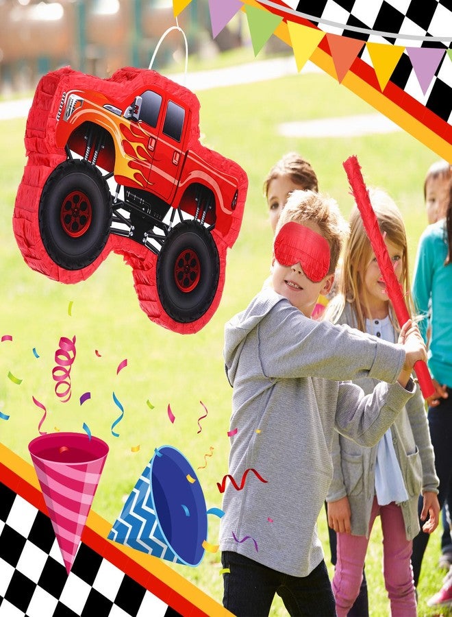 سراتي بينياتا شاحنة صغيرة من Sratte لأعياد ميلاد الأطفال، بينياتا بناء مع عصا وعصابة للعينين وورق قصاصات، لوازم حفلات أعياد ميلاد الأولاد، مناسبة لفعاليات الكرنفال وألعاب ديكور فييستا، 15.7 × 11 × 2.4 بوصة (أحمر) - Image 5