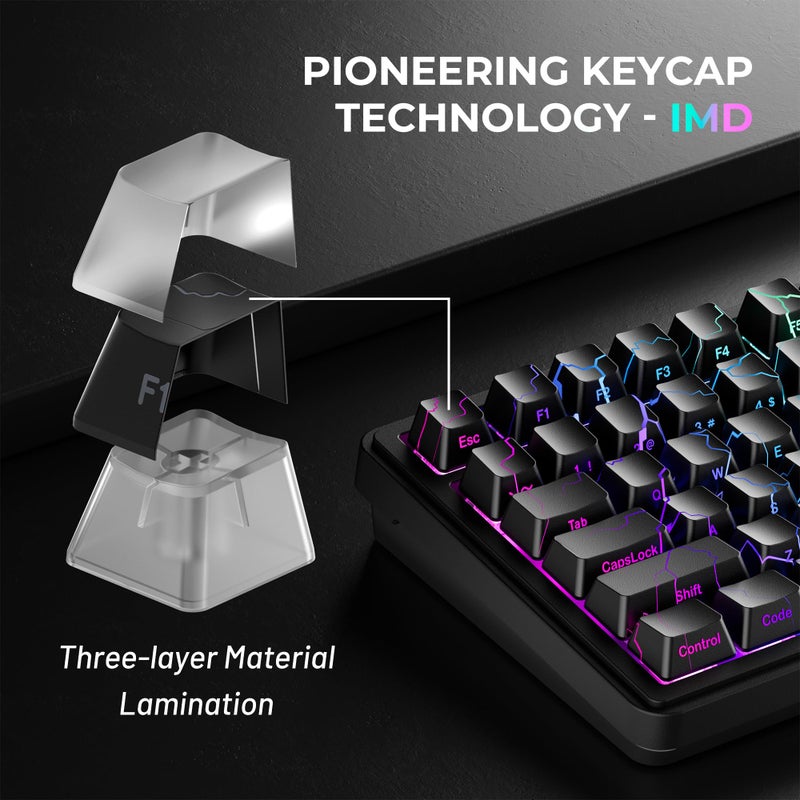 HITIME x XVX Lightning Keycaps 60 75 100 Percent - Shine Through Keycaps w/IMD Tech, for Mechanical Keyboards, Full 118 Key Set, OEM Profile, Lines Backlit, Side Printed - Black - Image 4