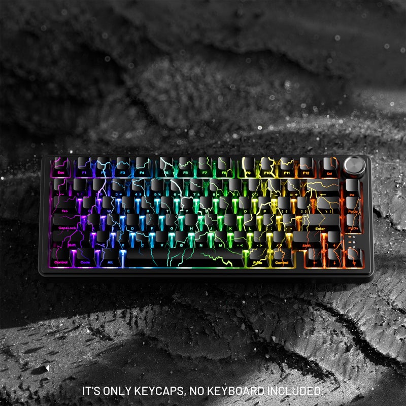 HITIME x XVX Lightning Keycaps 60 75 100 Percent - Shine Through Keycaps w/IMD Tech, for Mechanical Keyboards, Full 118 Key Set, OEM Profile, Lines Backlit, Side Printed - Black - Image 5