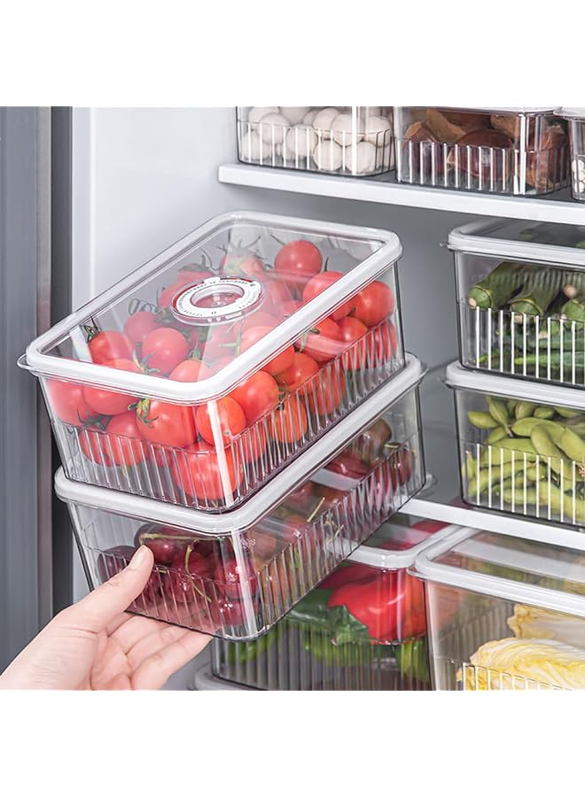 Zaboon Organizer Bins Superior Food Storage Container With Freshness Timer Lid Drain Tray  Fits For Fruitsvegetablemeat3 Rectangle Sets - Image 1