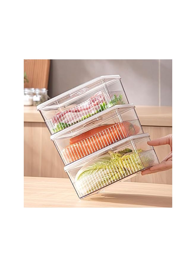 Zaboon Organizer Bins Superior Food Storage Container With Freshness Timer Lid Drain Tray  Fits For Fruitsvegetablemeat3 Rectangle Sets - Image 3