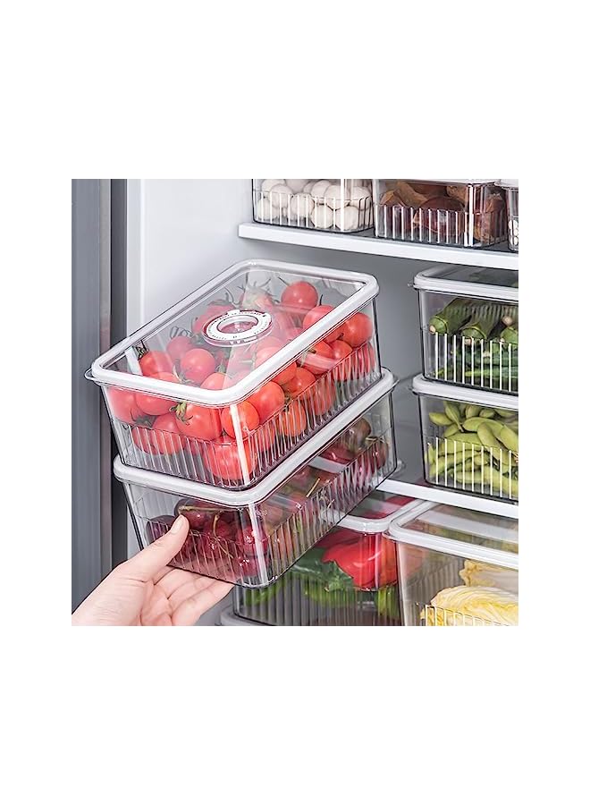 Zaboon Organizer Bins Superior Food Storage Container With Freshness Timer Lid Drain Tray  Fits For Fruitsvegetablemeat3 Rectangle Sets - Image 2