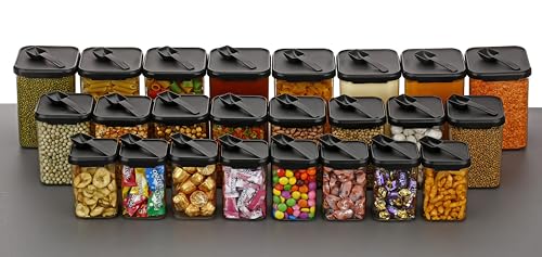 KWER Air Tight Containers For Kitchen Storage Set, BPA Container For Kitchen Storage Set, Kitchen Organizer And Kitchen Accessories Items & Storage (350ml+650ml+950ml+1400 Ml) (Set Of 24) (Plastic) - Image 4