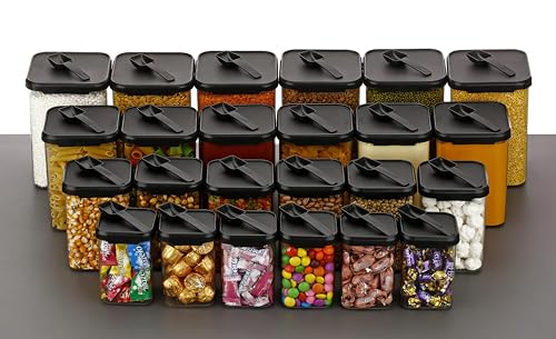 KWER Air Tight Containers For Kitchen Storage Set, BPA Container For Kitchen Storage Set, Kitchen Organizer And Kitchen Accessories Items & Storage (350ml+650ml+950ml+1400 Ml) (Set Of 24) (Plastic) - Image 2