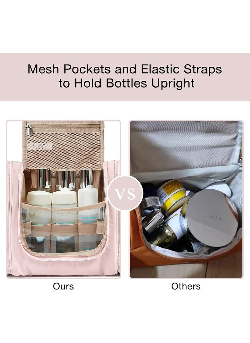 BAGSMART BAGSMART Toiletry Bag for Women Travel Toiletry Organizer with hanging hook Waterresistant Cosmetic Makeup Bag Travel Organizer for Shampoo Fullsize Container Toiletries PinkMedium  - Image 3