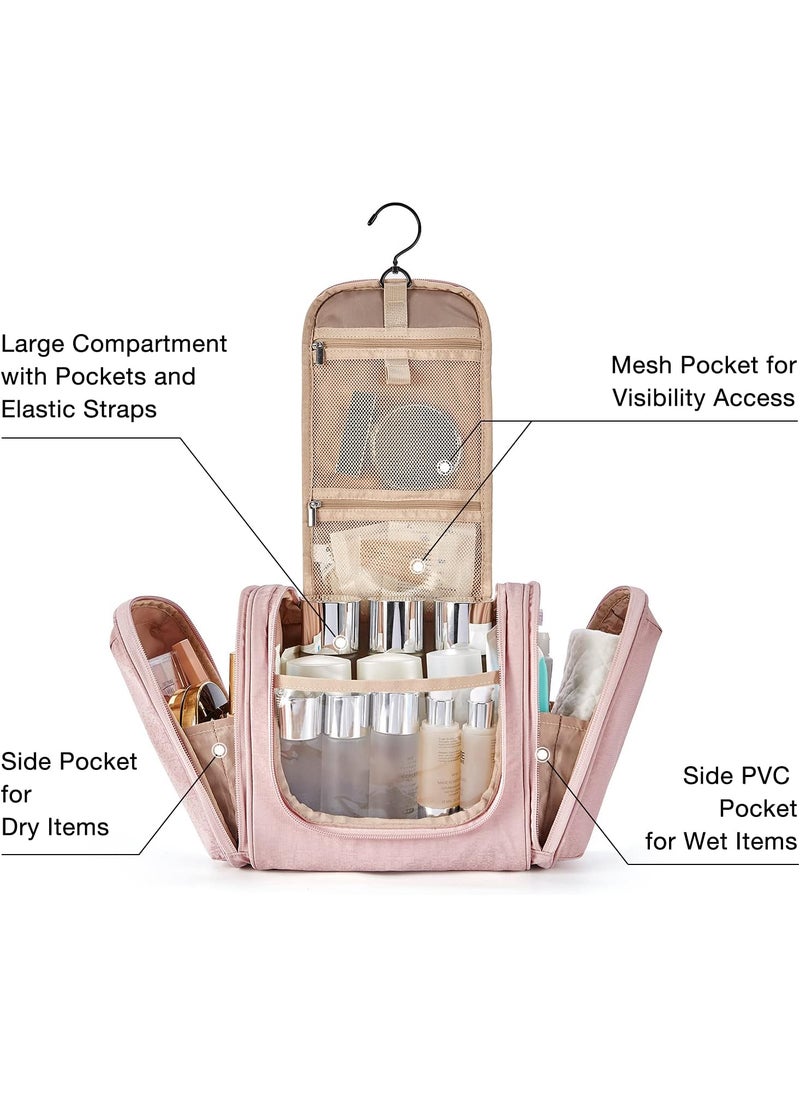 BAGSMART BAGSMART Toiletry Bag for Women Travel Toiletry Organizer with hanging hook Waterresistant Cosmetic Makeup Bag Travel Organizer for Shampoo Fullsize Container Toiletries PinkMedium  - Image 5