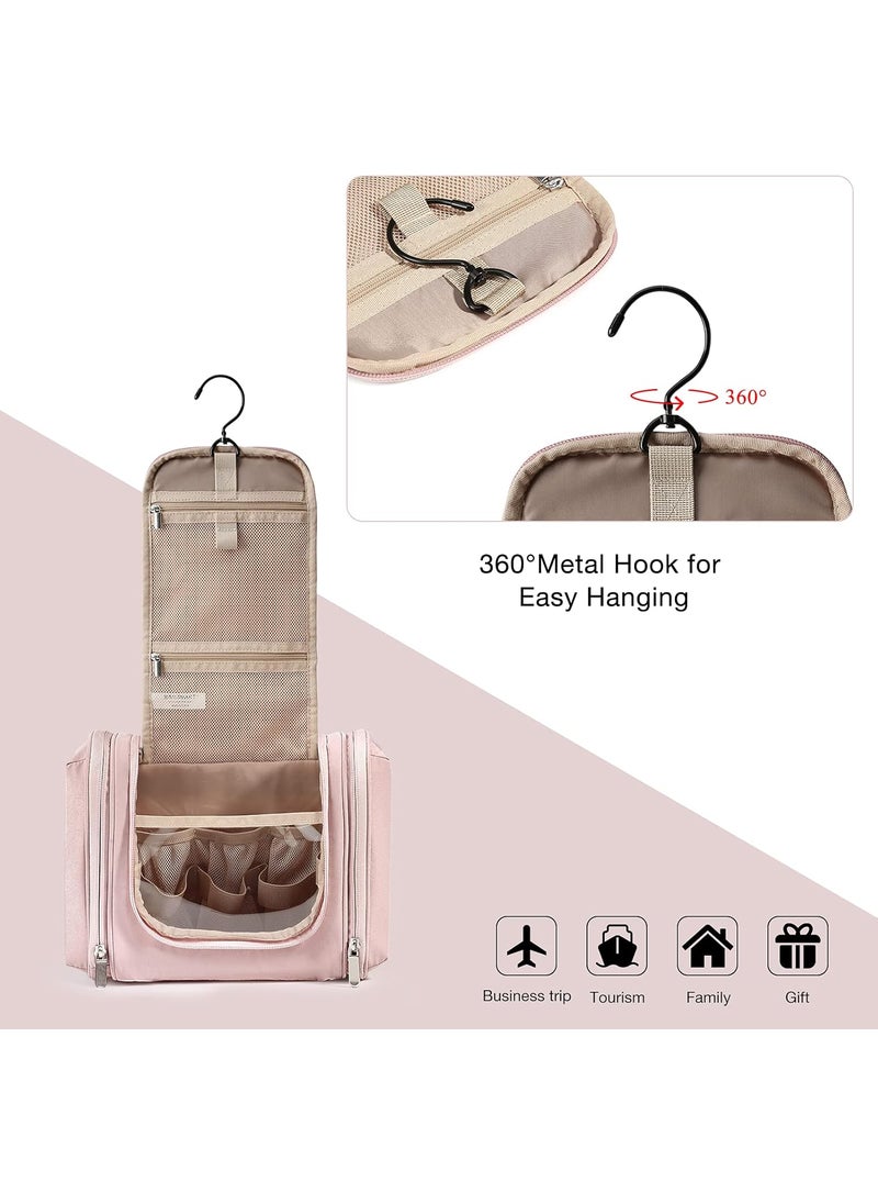 BAGSMART BAGSMART Toiletry Bag for Women Travel Toiletry Organizer with hanging hook Waterresistant Cosmetic Makeup Bag Travel Organizer for Shampoo Fullsize Container Toiletries PinkMedium  - Image 2