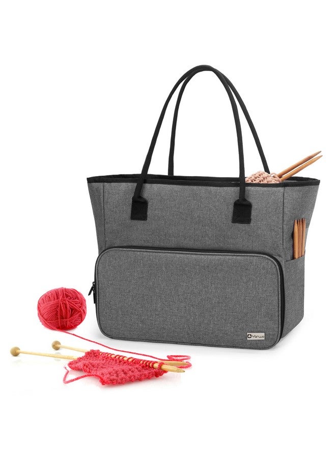 YARWO Knitting Crochet Bag, Yarn Storage Tote Bag For Wip Projects, Yarn Skeins, Crochet Hooks And Knitting Needles, Gray (Bag Only, Patent Pending)  - Image 1