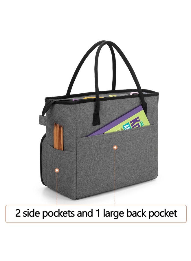 YARWO Knitting Crochet Bag, Yarn Storage Tote Bag For Wip Projects, Yarn Skeins, Crochet Hooks And Knitting Needles, Gray (Bag Only, Patent Pending)  - Image 4