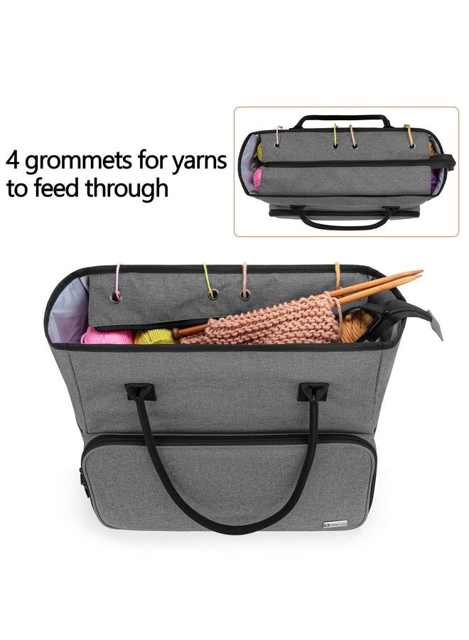 YARWO Knitting Crochet Bag, Yarn Storage Tote Bag For Wip Projects, Yarn Skeins, Crochet Hooks And Knitting Needles, Gray (Bag Only, Patent Pending)  - Image 3