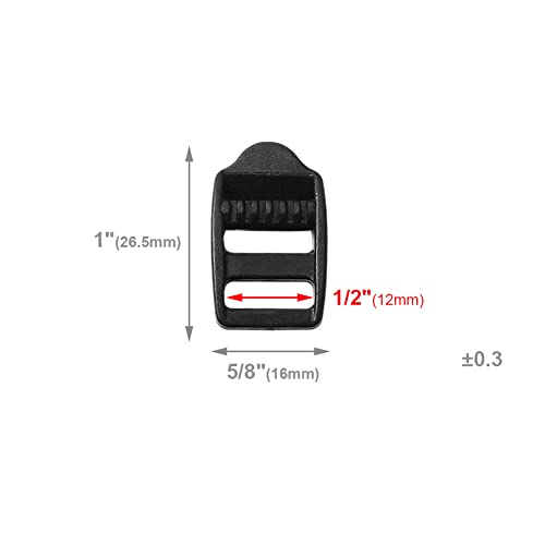CooBigo 25 Pack 1/2"(12mm) Webbing Plastic Ladder Lock Buckle Black for Backpack Straps #FLC490-12B - Image 2