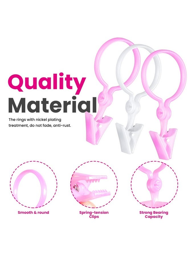 HNYYZL HNYYZL Curtain Clips,50PCS Plastic Curtain Rod Rings,Curtain Rings with Clips,Curtain Hooks for Drapes (Pink and White)  - Image 3