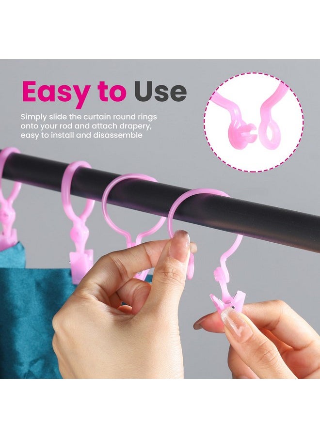 HNYYZL HNYYZL Curtain Clips,50PCS Plastic Curtain Rod Rings,Curtain Rings with Clips,Curtain Hooks for Drapes (Pink and White)  - Image 5