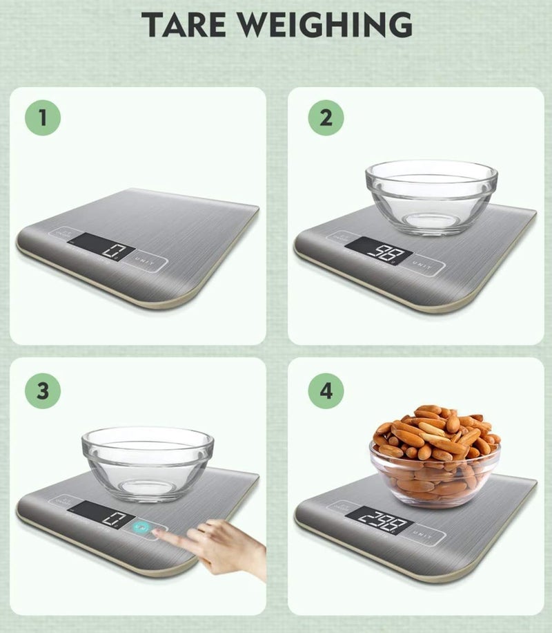 IONIX Stainless Steel Digital Electronic Kitchen Scale Weighing scale Digital Weight Machine Weight Machine for Home Kitchen Shop Multipurpose Portable Electronic Weight Machine 10 Kg With Back Light Pack of 01 - Image 5