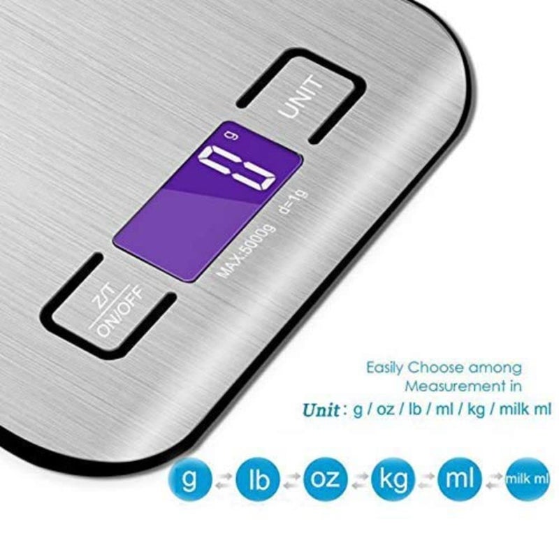 IONIX Stainless Steel Digital Electronic Kitchen Scale Weighing scale Digital Weight Machine Weight Machine for Home Kitchen Shop Multipurpose Portable Electronic Weight Machine 10 Kg With Back Light Pack of 01 - Image 3