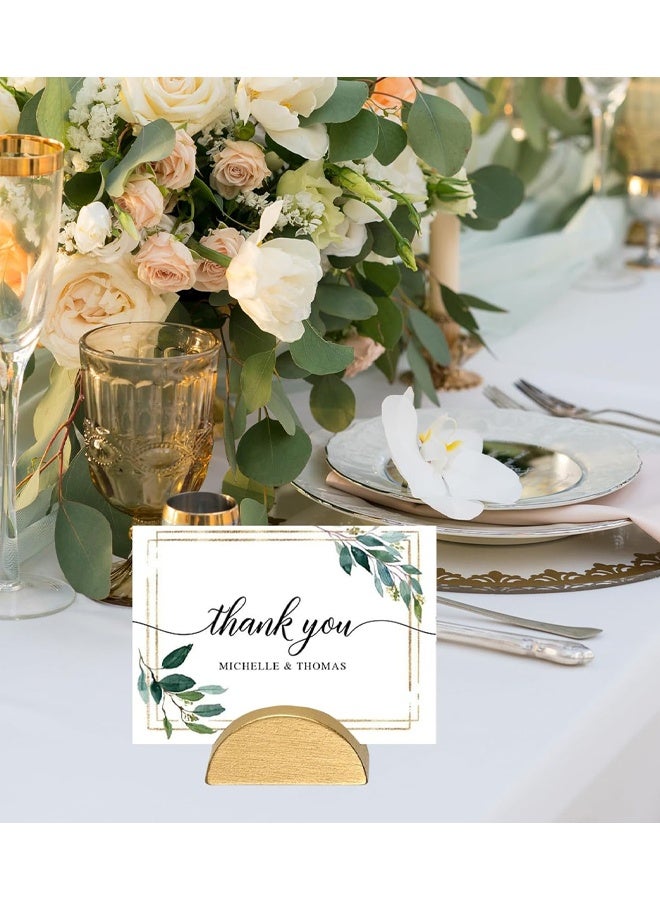 10 PCS Gold Wood Table Number Stands, Wood Place Card Holders, Semicircular Design Place Card Holders For Wedding, Ceremony, Birthday, Party, Events - Image 5