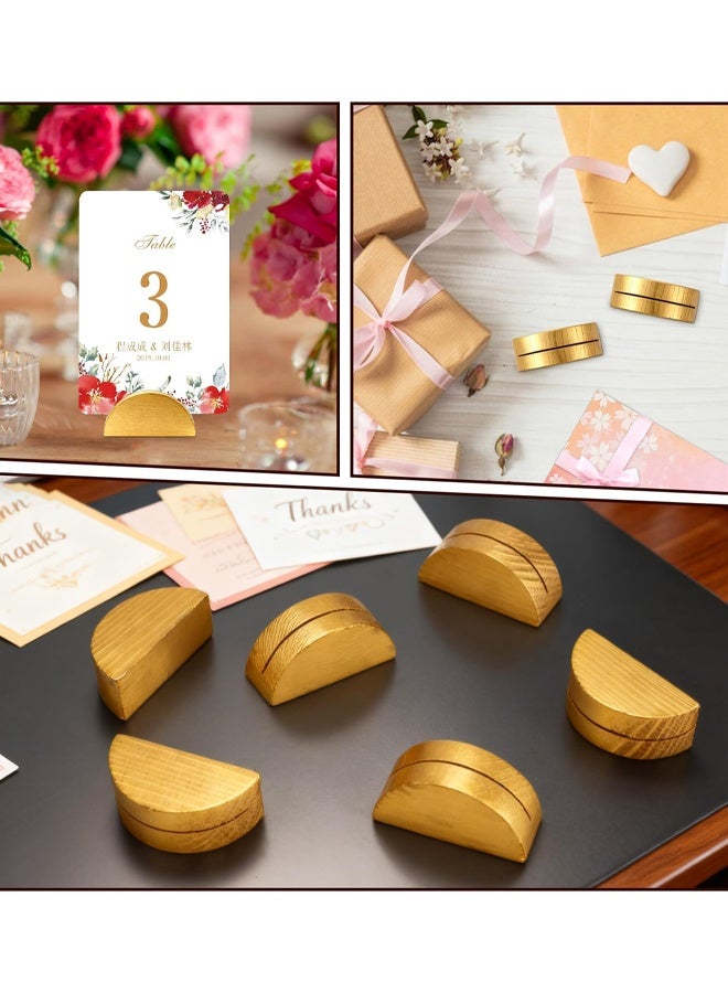 10 PCS Gold Wood Table Number Stands, Wood Place Card Holders, Semicircular Design Place Card Holders For Wedding, Ceremony, Birthday, Party, Events - Image 4