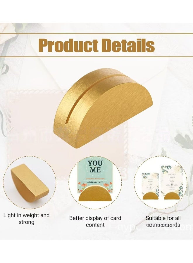 10 PCS Gold Wood Table Number Stands, Wood Place Card Holders, Semicircular Design Place Card Holders For Wedding, Ceremony, Birthday, Party, Events - Image 3