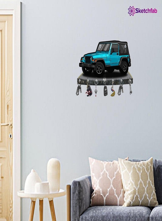 Sketchfab Wooden Key Holder for Home Decor, Key Hangers for Wall | Key Chain Holders | Wall Stylish Key Stand for Keychain Decorative Items for Home Living Room and Office Decor (11 X 6 Inch, Wood) - Image 2
