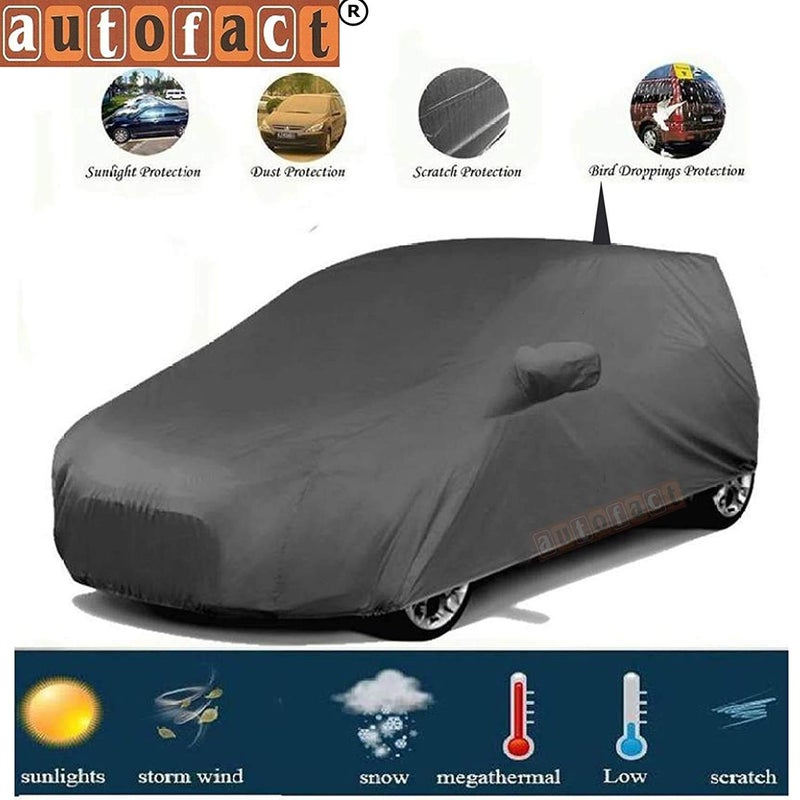 Autofact Car Body Cover with Mirror Pockets Compatible for Hyundai Elite I20 (Triple Stitched, Bottom Fully Elastic, Black Color) - Image 3