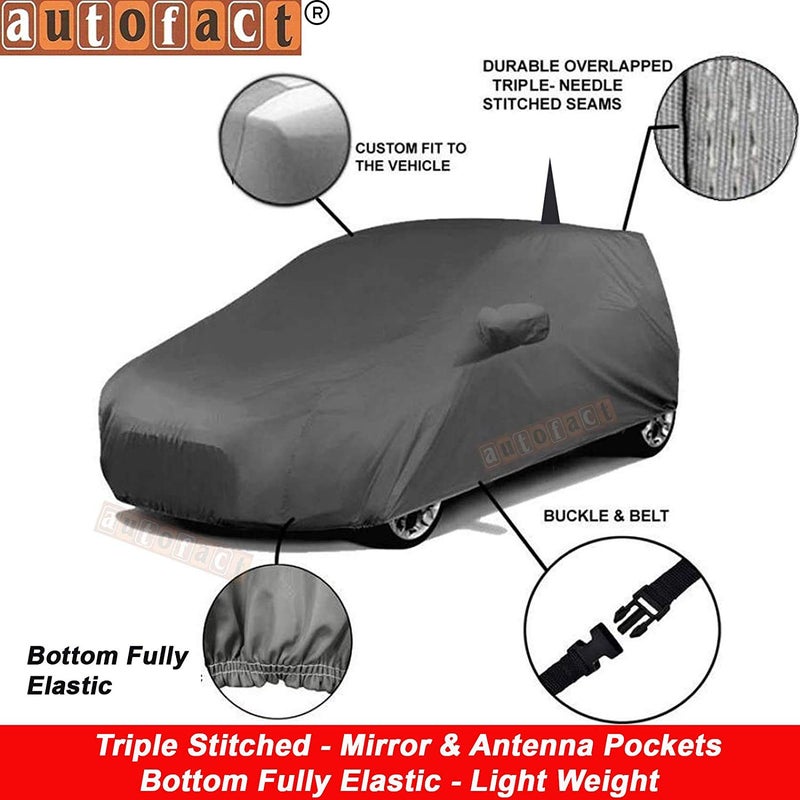 Autofact Car Body Cover with Mirror Pockets Compatible for Hyundai Elite I20 (Triple Stitched, Bottom Fully Elastic, Black Color) - Image 2