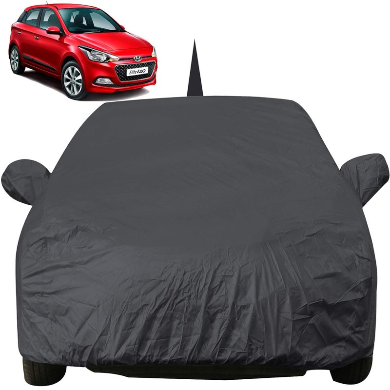 Autofact Car Body Cover with Mirror Pockets Compatible for Hyundai Elite I20 (Triple Stitched, Bottom Fully Elastic, Black Color) - Image 1