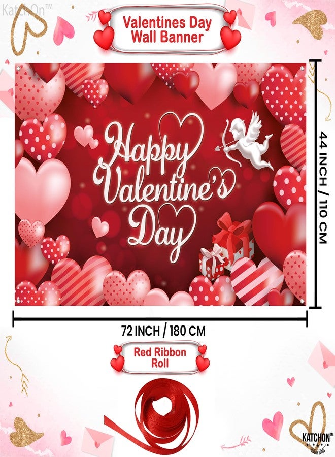 KatchOn, Happy Valentines Day Backdrop - XtraLarge, 72x44 Inch | Happy Valentines Day Banner for Valentines Day Decorations | Valentines Banner for Valentines Backdrop for Valentines Decor - Image 2