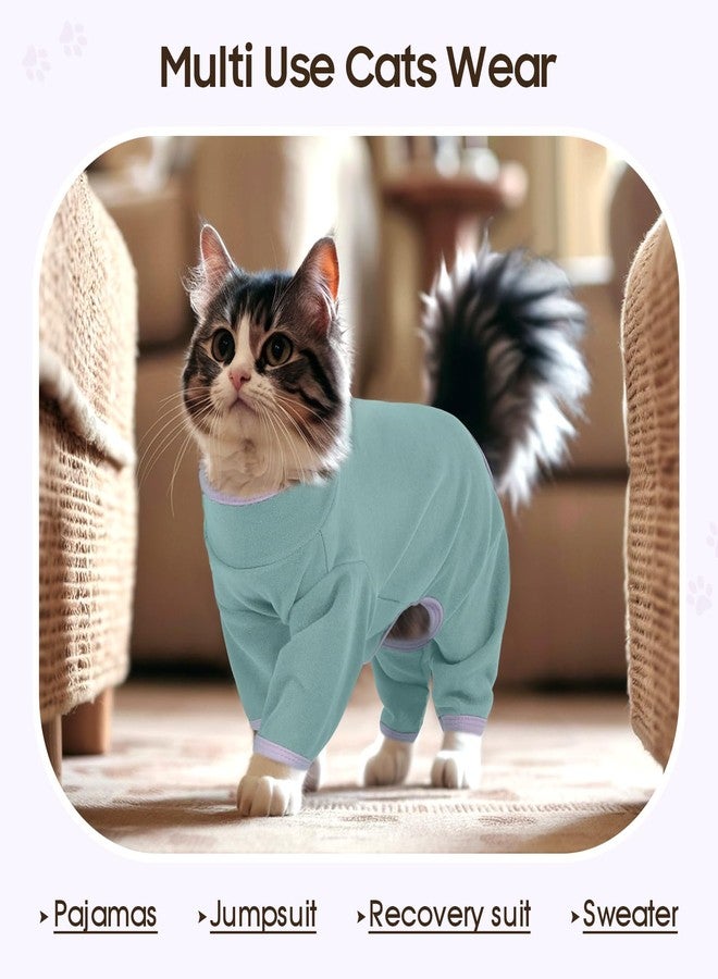 DENTRUN Cat Clothes for Hair Control with Hair Sticky Fabric - Soft Recovery Suit & Breathable Lint-Resistant Cat Sweater for Cats Only, Kitten Onesie Pajamas, L, Bean Green - Image 5